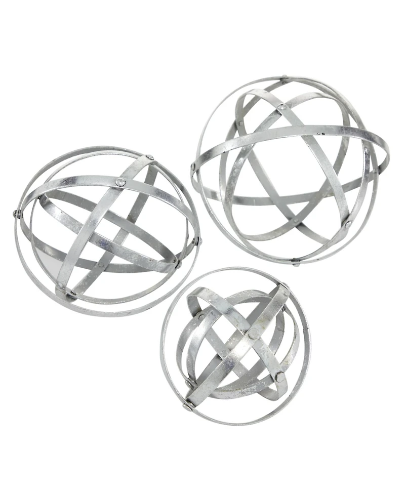 Metal Modern Orbs Balls Sculpture, Set of 3
