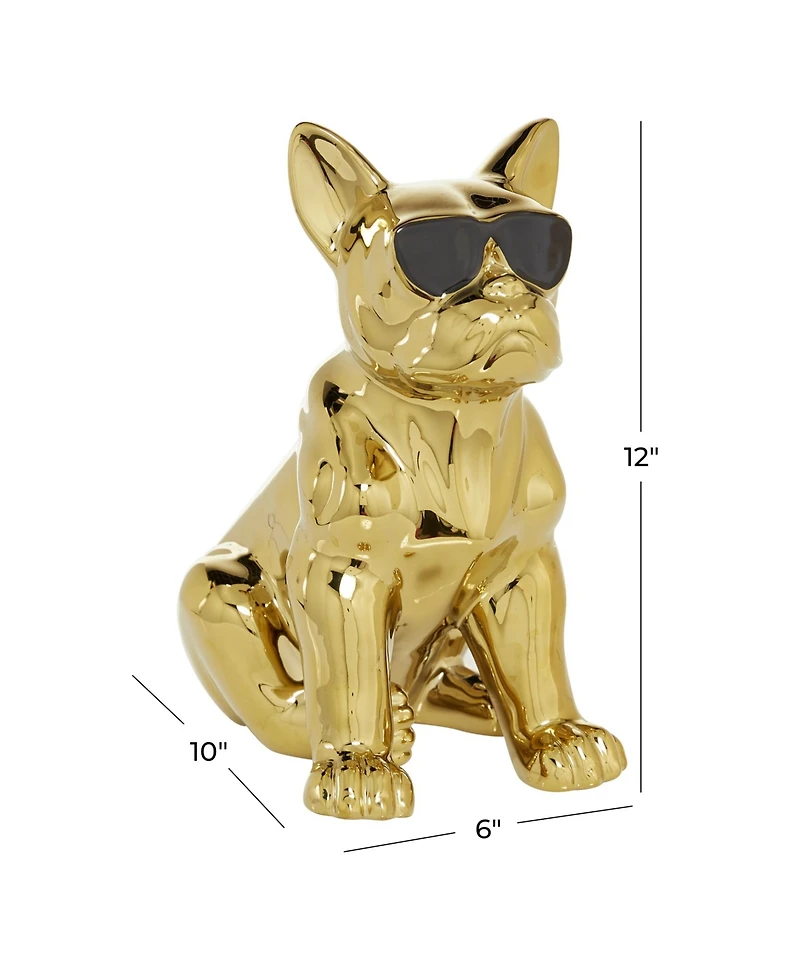 CosmoLiving by Cosmopolitan Ceramic Glam Dog Sculpture, 12" x 6"
