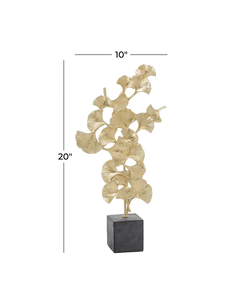 Polyresin Contemporary Gingko Leaf Sculpture, 20" x 10"