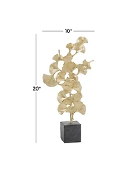 Polyresin Contemporary Gingko Leaf Sculpture, 20" x 10"