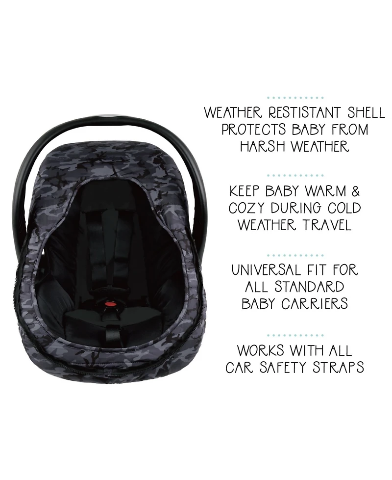 The Peanutshell Car Seat Cover, Winter Carseat Canopy, Car Seat Cover for Baby Boys, Black Camo
