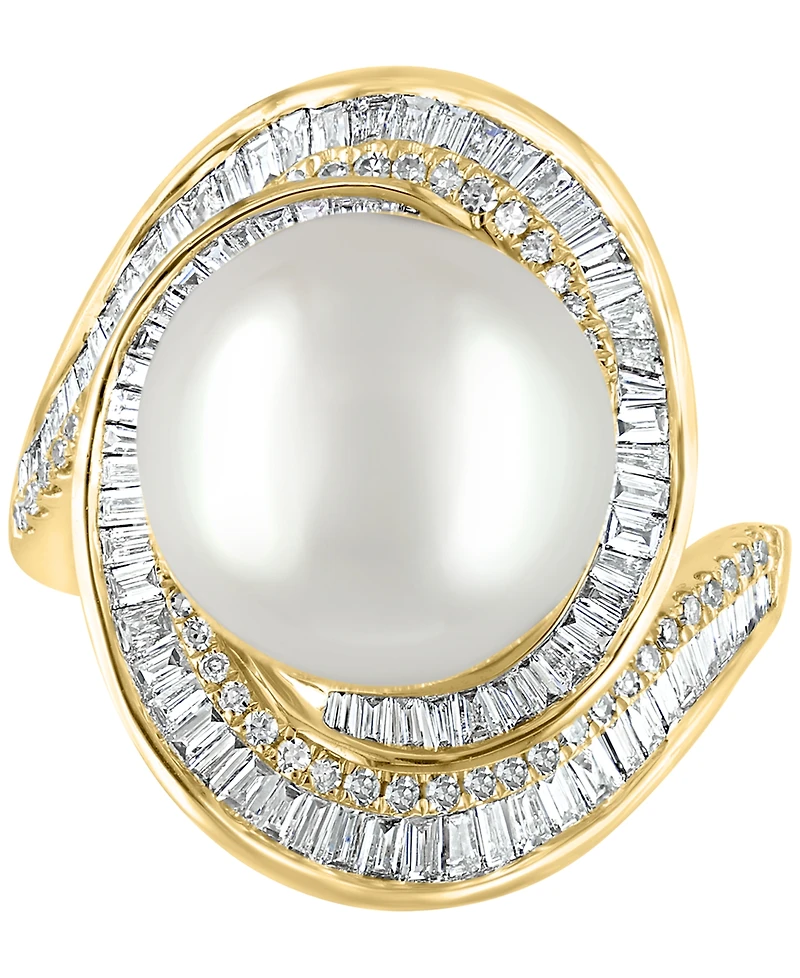 Effy Cultured Freshwater Pearl (12-1/2mm) & Diamond (3/4 ct. t.w.) Ring 14k White Gold (Also Available Yellow Rose Gold)