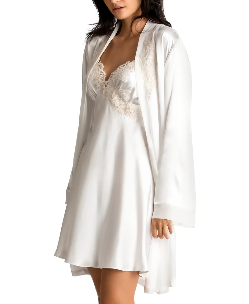 Linea Donatella Sonya Embellished Bridal Satin Chemise Nightgown
