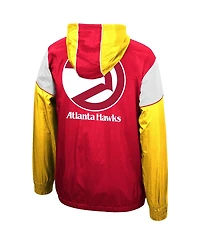 Men's Red, Yellow Atlanta Hawks Hardwood Classics Highlight Reel Windbreaker Half-Zip Hoodie Jacket