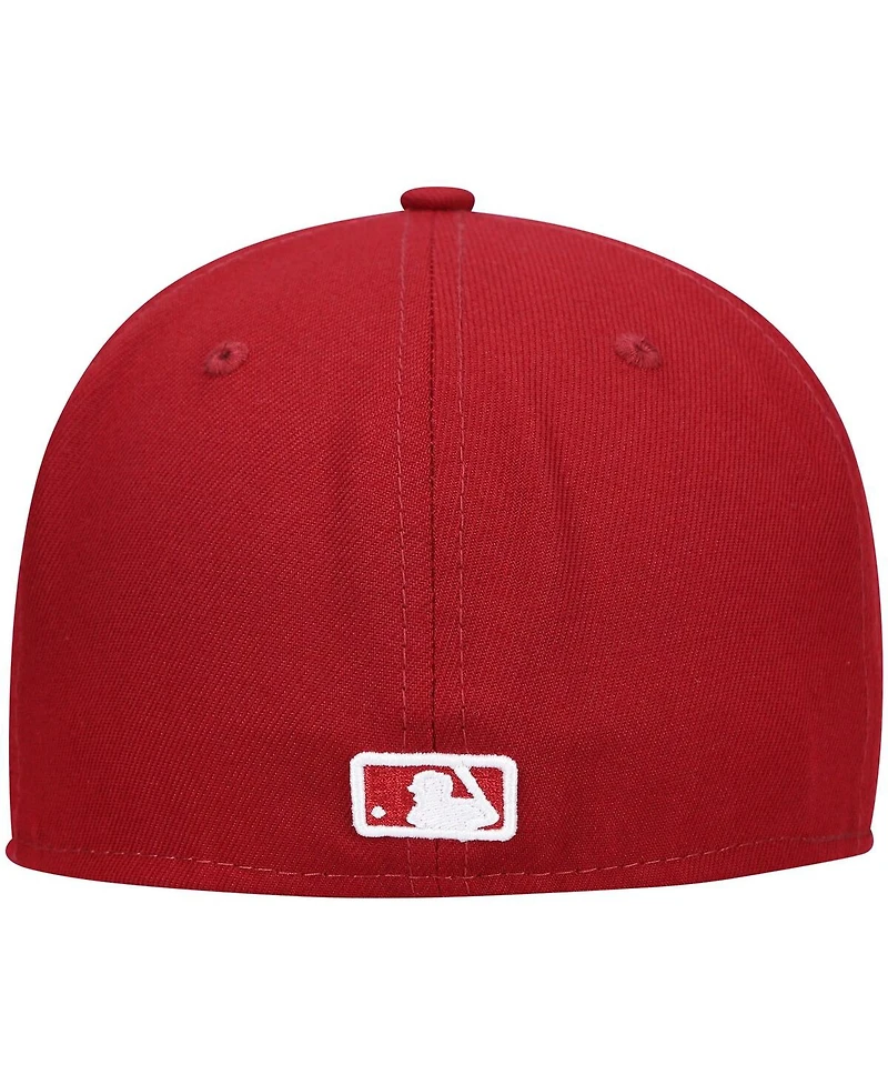 Men's Cardinal New York Yankees Logo White 59FIFTY Fitted Hat