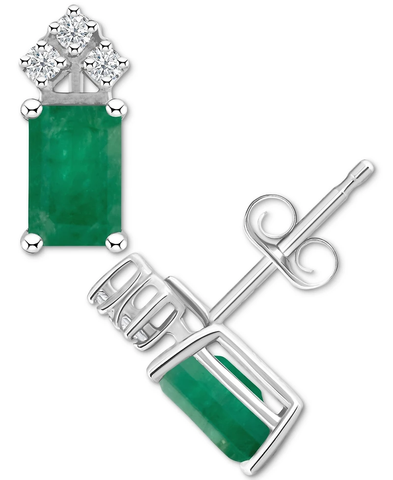 Ruby (1-3/8 ct. t.w.) & Diamond (1/8 Crown Stud Earrings 14k White Gold (Also Emerald Tanzanite)