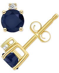Tanzanite (1/2 ct. t.w.) & Diamond Accent Stud Earrings 14k Gold (Also Emerald, Ruby, Sapphire)
