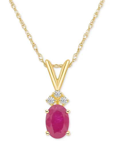 Sapphire (1 ct. t.w.) & Diamond Accent 18" Pendant Necklace 14k Gold (Also Ruby)