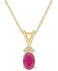 Sapphire (1 ct. t.w.) & Diamond Accent 18" Pendant Necklace 14k Gold (Also Ruby)