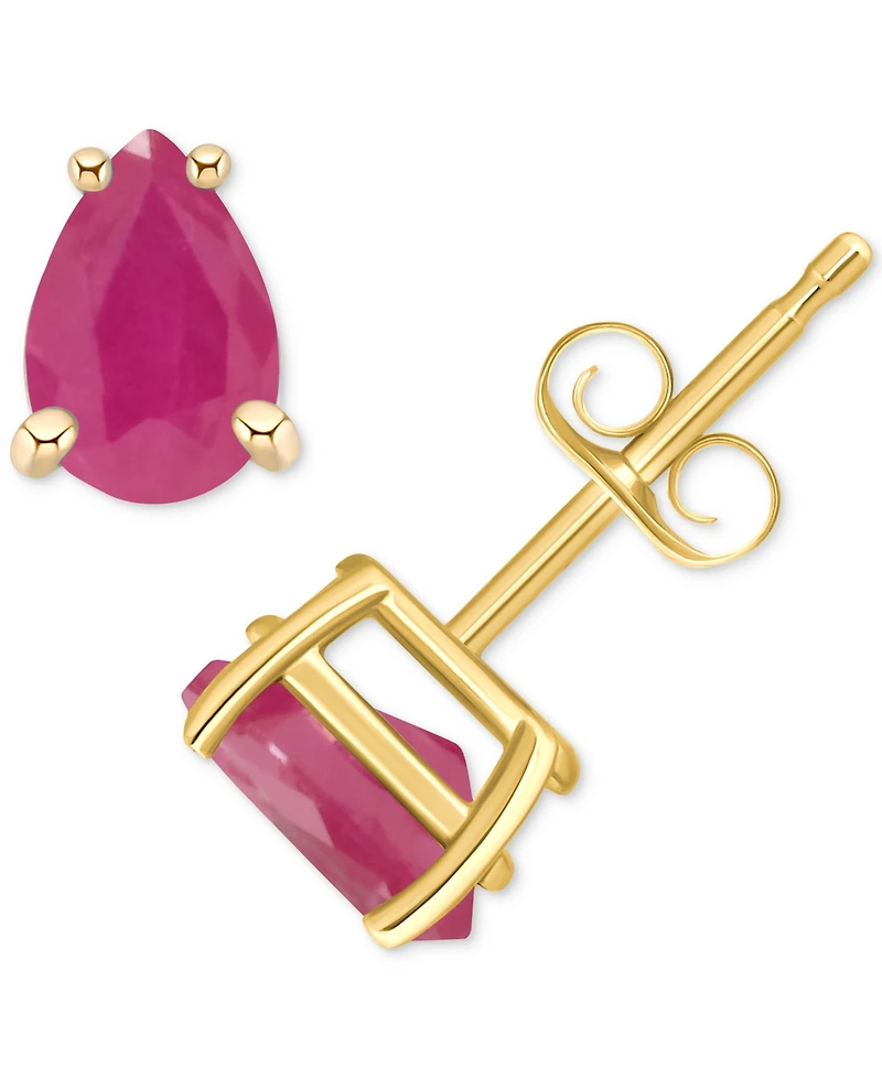 Sapphire Pear-Cut Stud Earrings (1 ct. t.w.) 14k Gold (Also Emerald & Ruby)