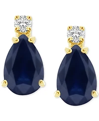 Sapphire (1 ct. t.w.) & Diamond Accent Stud Earrings 14k Gold (Also Emerald, Ruby, Tanzanite)