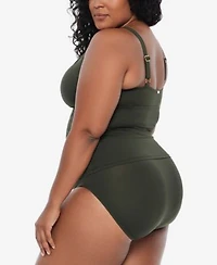 Lauren Ralph Lauren Plus Size High Neck Tankini Top Swim Bottom