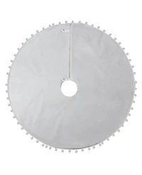 36" Christmas Tree Skirt with a Pom Pom Border and Tie Backs