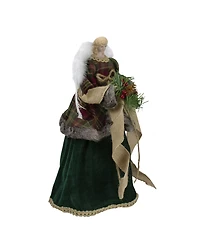 18" Angel in a Dress Unlit Christmas Tree Topper Accented with Holly Berries