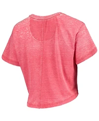 Women's Heathered Scarlet Nebraska Huskers Edith Vintage-Like Burnout Crop T-shirt