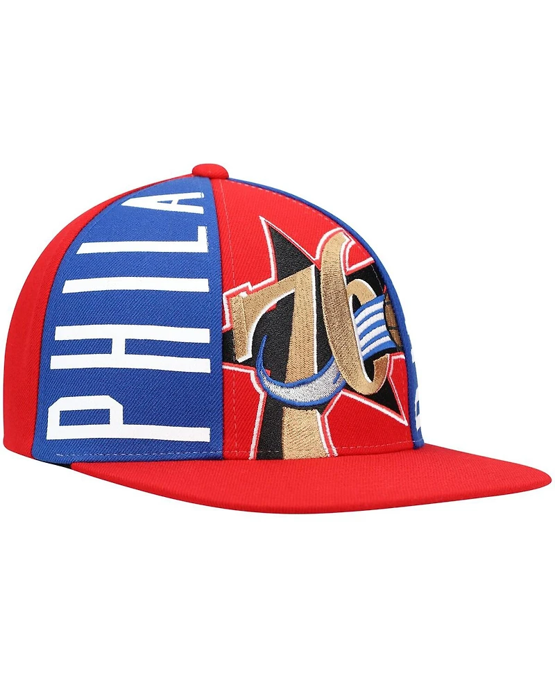 Men's Red Philadelphia 76ers Hardwood Classics Big Face Callout Snapback Hat