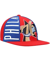 Men's Red Philadelphia 76ers Hardwood Classics Big Face Callout Snapback Hat