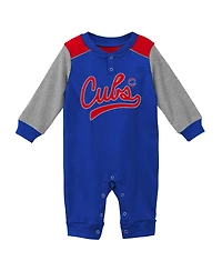 Newborn and Infant Boys and Girls Royal, Heathered Gray Chicago Cubs Scrimmage Long Sleeve Jumper