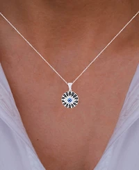 Cubic Zirconia Evil Eye 18" Pendant Necklace in Sterling Silver