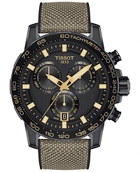 Tissot Men's Swiss Chronograph Supersport Beige Textile Strap Watch 40mm