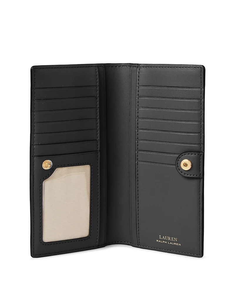 Lauren Ralph Crosshatch Leather Slim Snapped-Closure Wallet