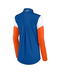 Women's Fanatics Royal and Orange New York Mets Authentic Fleece Quarter-Zip Jacket