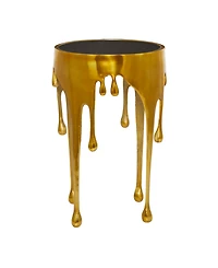 Rosemary Lane Aluminum Drip Accent Table with Melting Design and Shaded Glass Top, 16" x 16" x 25"