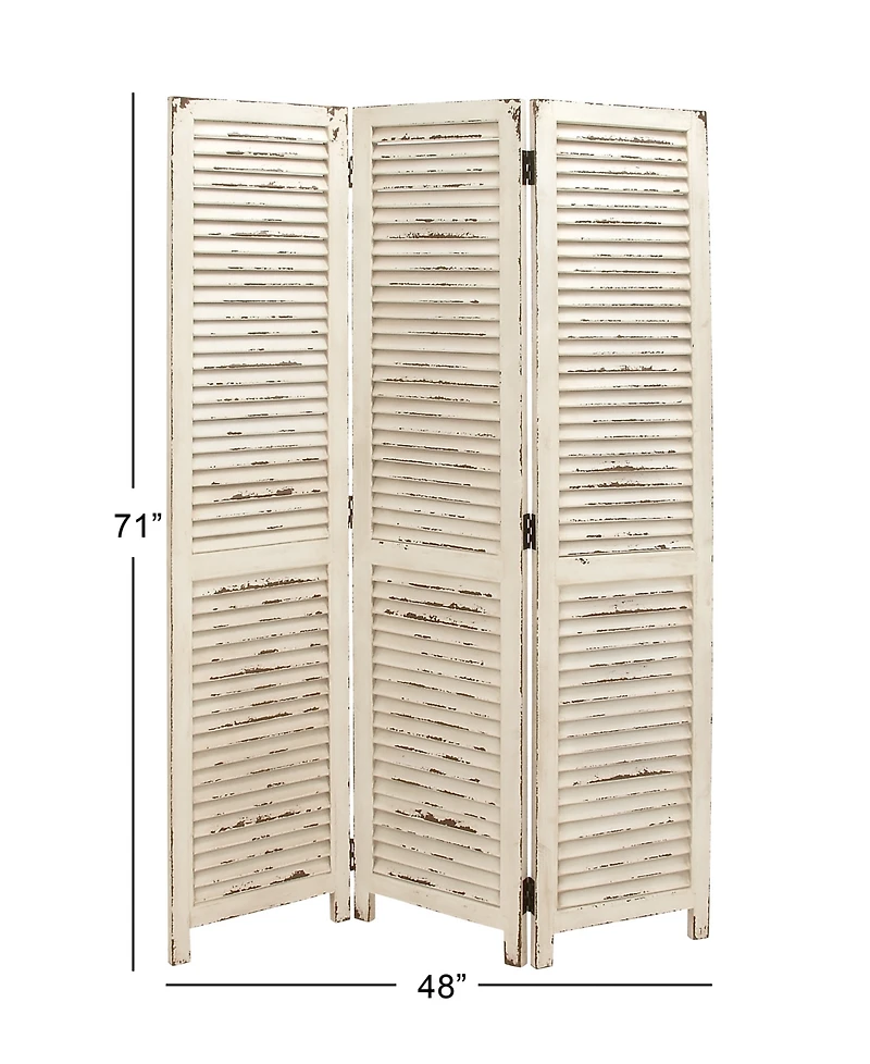 Cream Wood Farmhouse Room Divider Screen