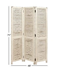 Cream Wood Farmhouse Room Divider Screen