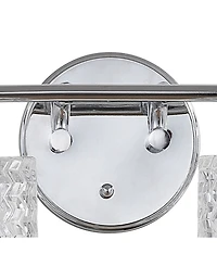 Spaulding Vintage-like 4-Light Pattern Glass Farmhouse Cottage Led Vanity Light