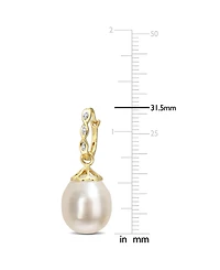 Cultured South Sea Pearl (9 - 9-1/2mm) & Diamond Accent Drop Earrings in 14k Gold