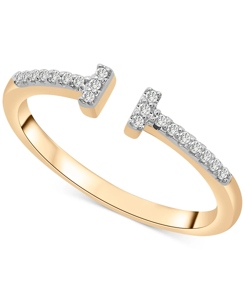 Wrapped Open Bar Cuff Ring (1/10 ct. t.w.) 14k Gold, Created for Macy's