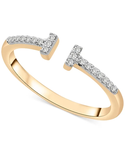 Wrapped Open Bar Cuff Ring (1/10 ct. t.w.) 14k Gold, Created for Macy's