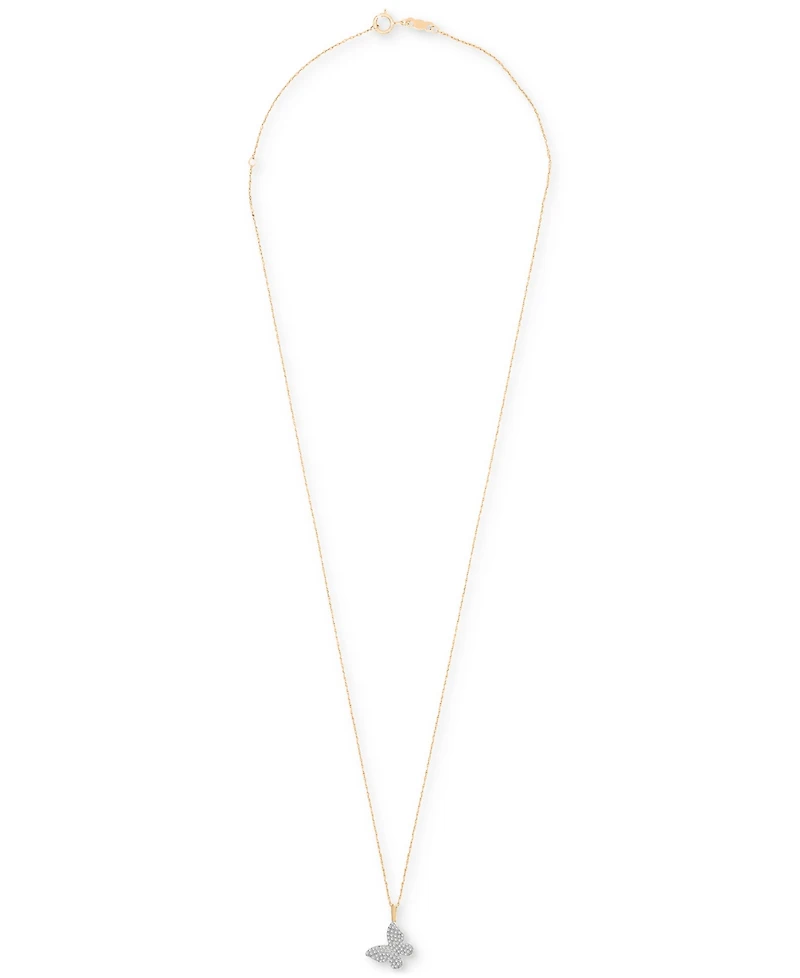 Wrapped Diamond Butterfly Pendant Necklace (1/6 ct. t.w.) 14k Gold (Also Available Black Diamond)