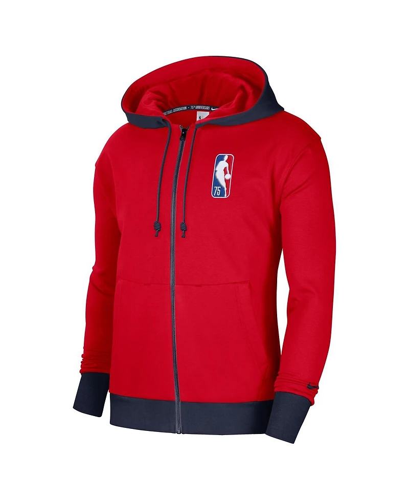 Men's Nike Red, Navy Brooklyn Nets 2021/22 City Edition Courtside Heavyweight Fleece Full-Zip Hoodie