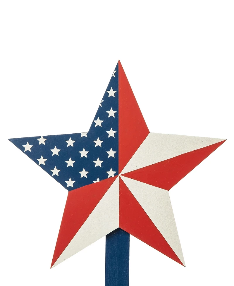 Glitzhome Wooden Patriotic Star Yard Stake, Set of 3
