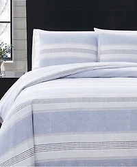 London Fog Stripe Flannel 3-Pc. Duvet Cover Set, King