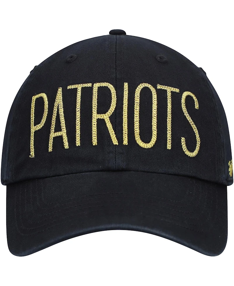 Women's '47 Black New England Patriots Shimmer Text Clean Up Adjustable Hat