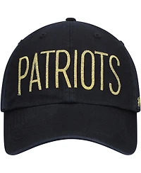 Women's '47 Black New England Patriots Shimmer Text Clean Up Adjustable Hat