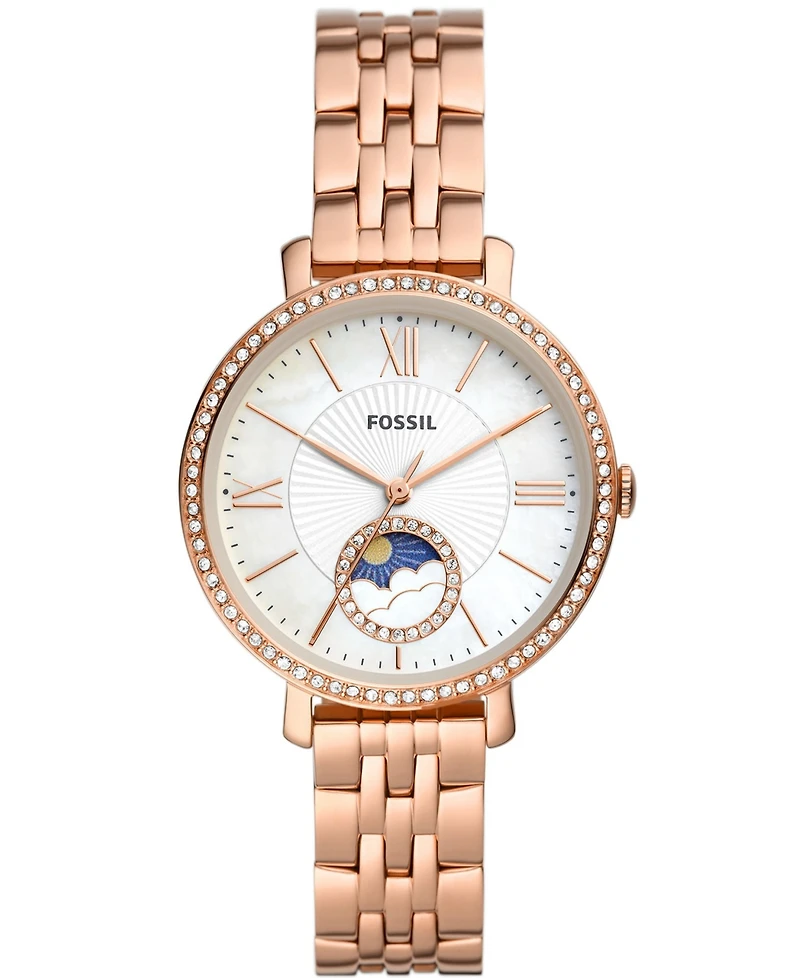 Fossil Women's Jacqueline Rose Gold-Tone Stainless Steel Bracelet Watch 36mm