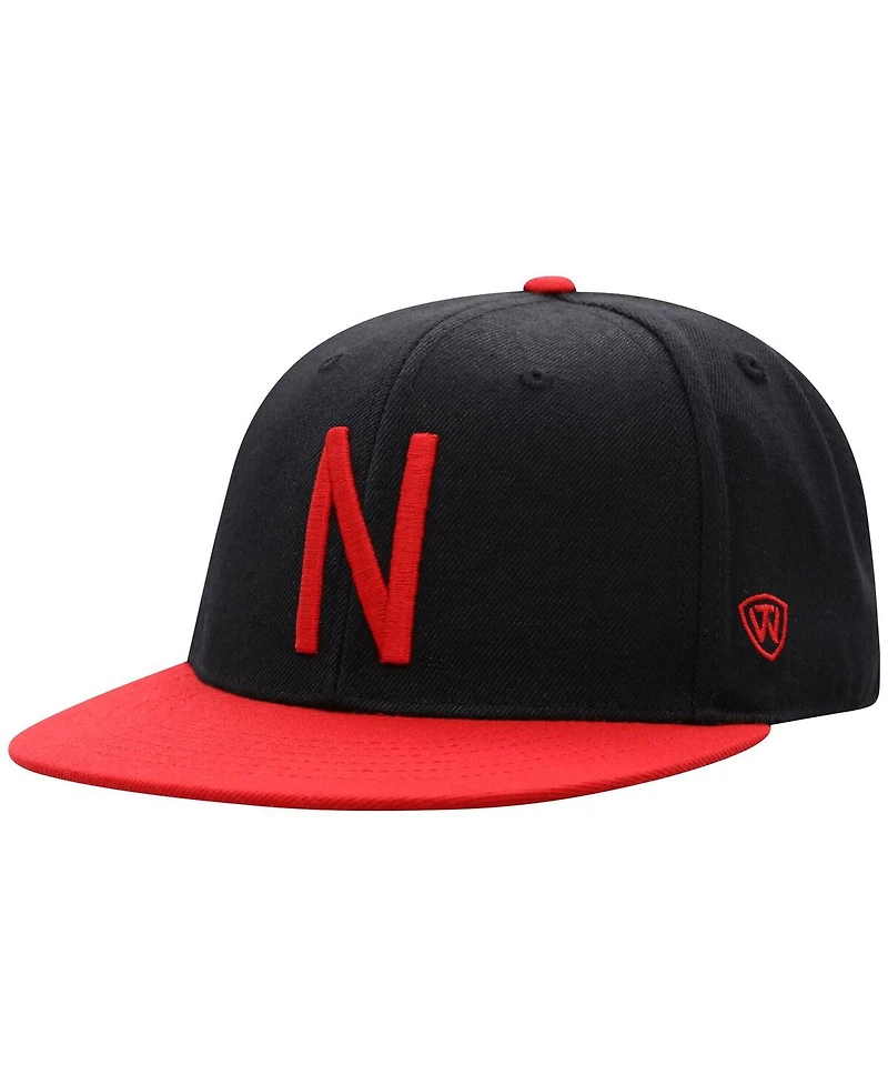 Men's Top of the World Black, Scarlet Nebraska Huskers Team Color Two-Tone Fitted Hat