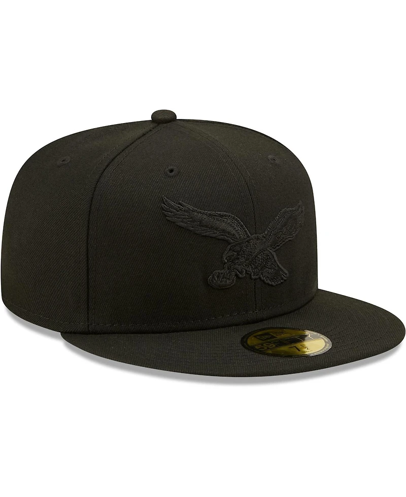 Men's New Era Philadelphia Eagles Black on Alternate Logo 59FIFTY Fitted Hat