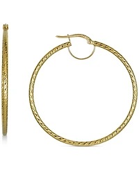 Textured Medium Hoop Earrings in 10k Gold, 40mm