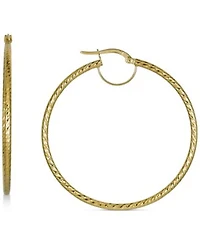 Textured Hoop Earrings In 10k Gold 30mm 70mm. Made In Italy