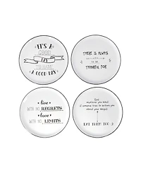 Be Happy 4-Piece Cake Plate Set