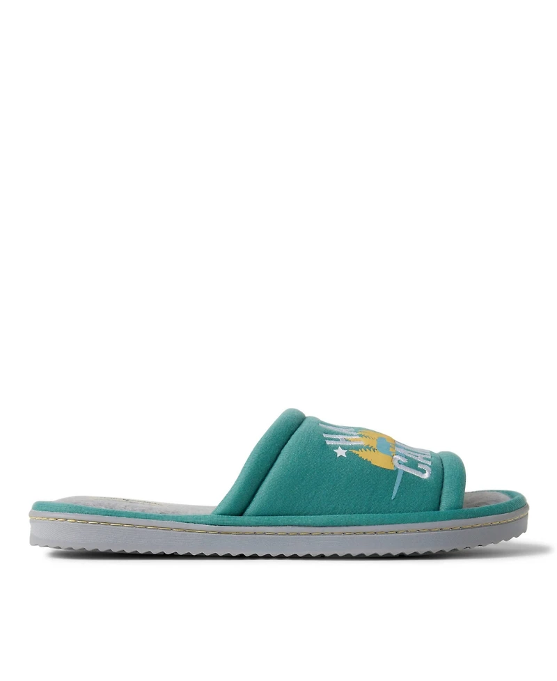 Dearfoams Men's Men s Lennox Happy Camper Knit Shower Slide House Slipper