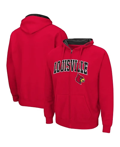 Men's Colosseum Red Louisville Cardinals Arch & Logo 3.0 Full-Zip Hoodie