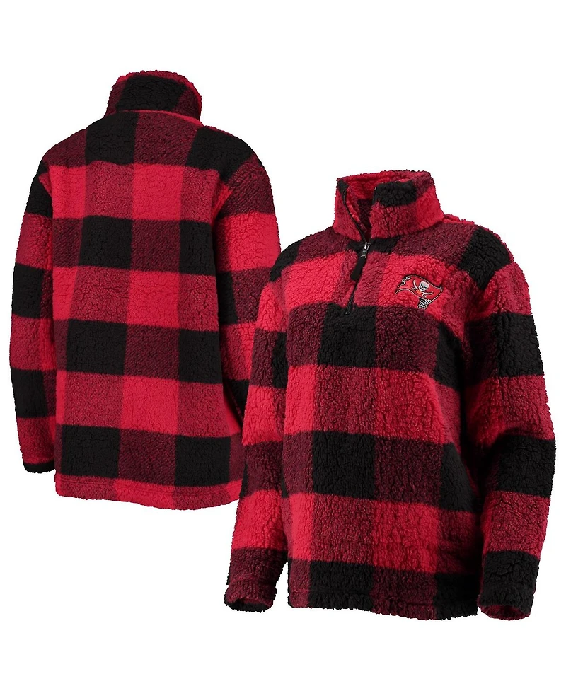 Women's G-iii 4Her by Carl Banks Red Tampa Bay Buccaneers Sherpa Plaid Quarter-Zip Jacket