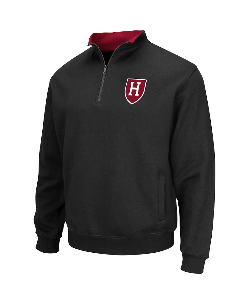Men's Colosseum Black Harvard Crimson Tortugas Team Logo Quarter-Zip Jacket