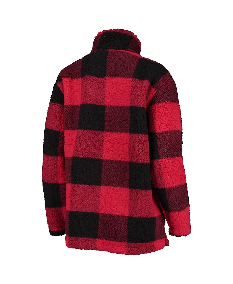 Women's G-iii 4Her by Carl Banks Red Tampa Bay Buccaneers Sherpa Plaid Quarter-Zip Jacket